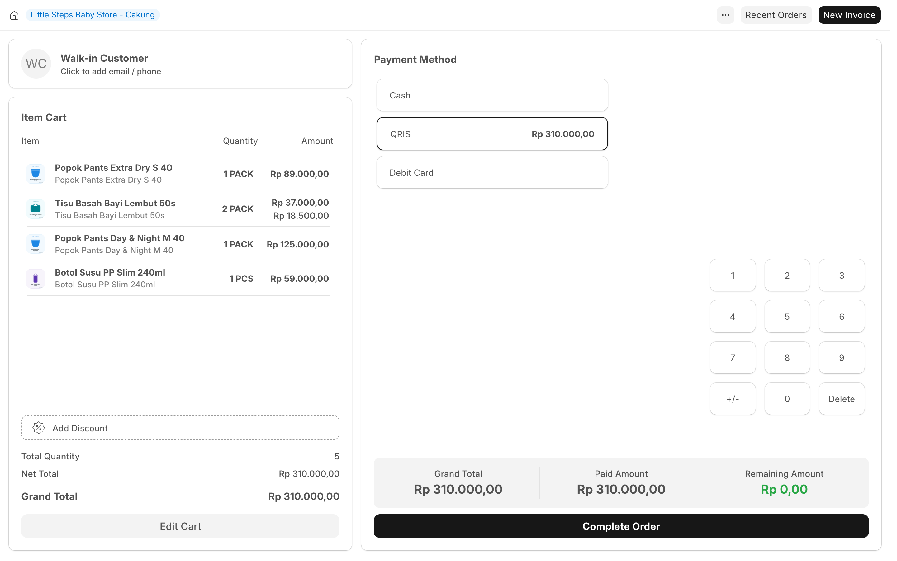 POS payment screen with QRIS